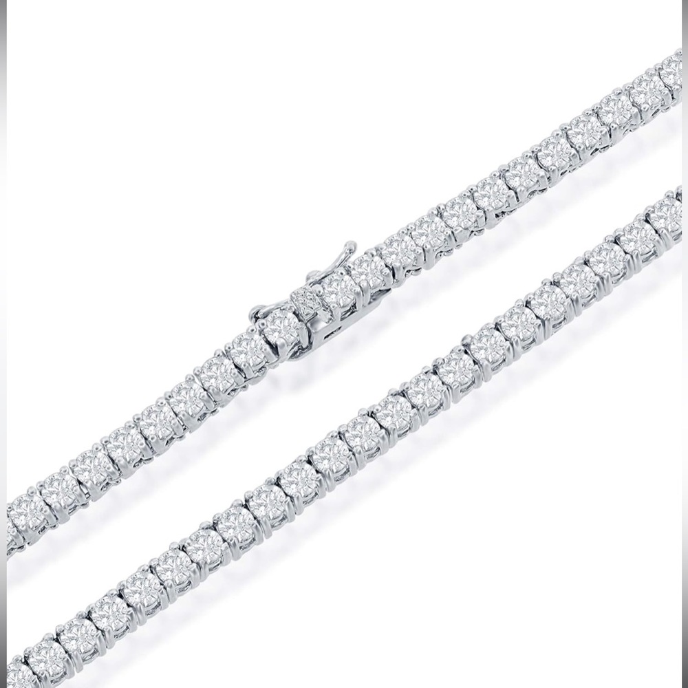 Tennis Necklace 3mm round Cubic Zirconia - Picture 2 of 4